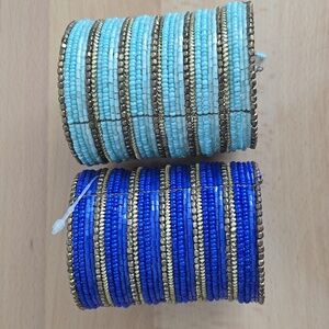 Set of 2 Seed Bead Cuff Bracelets.